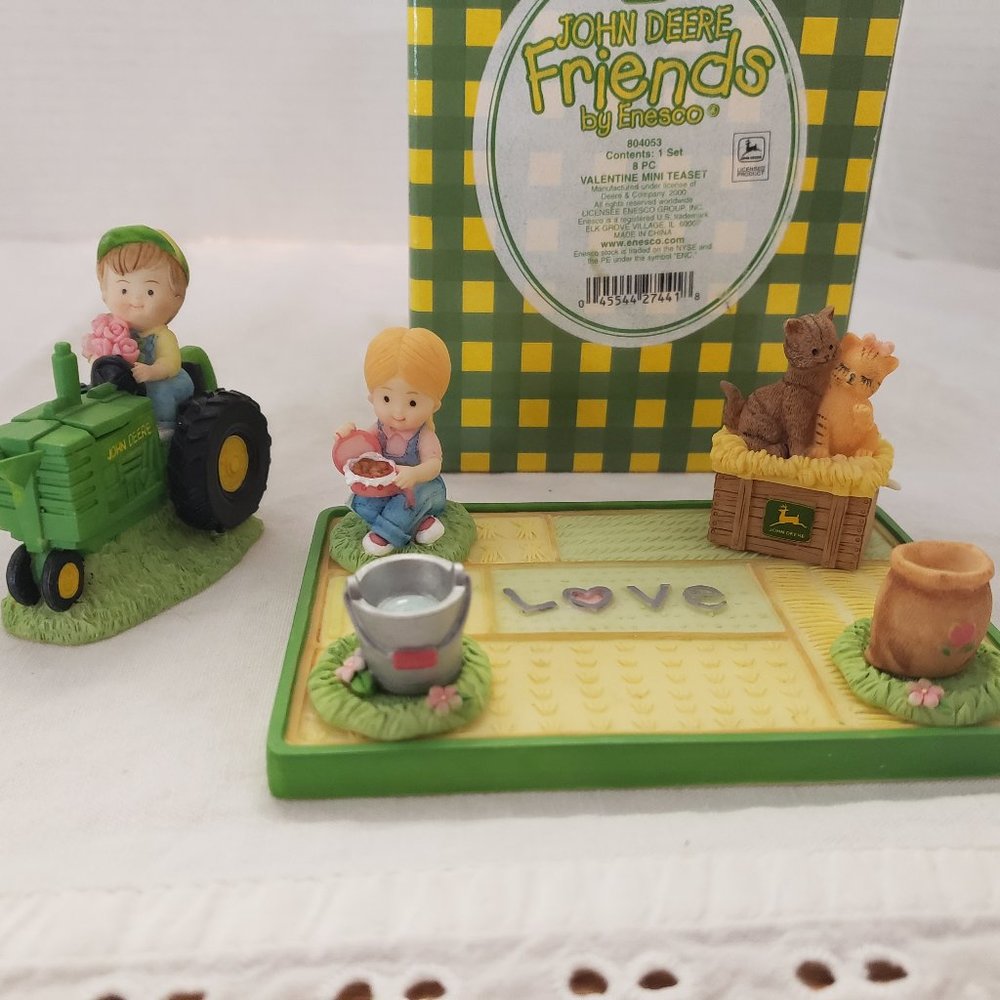 ❤ John Deere Enesco Farmer Boy collectible Valentines Set complete ❤
